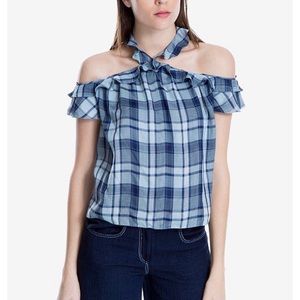 Max Studio London Plaid Halter Top